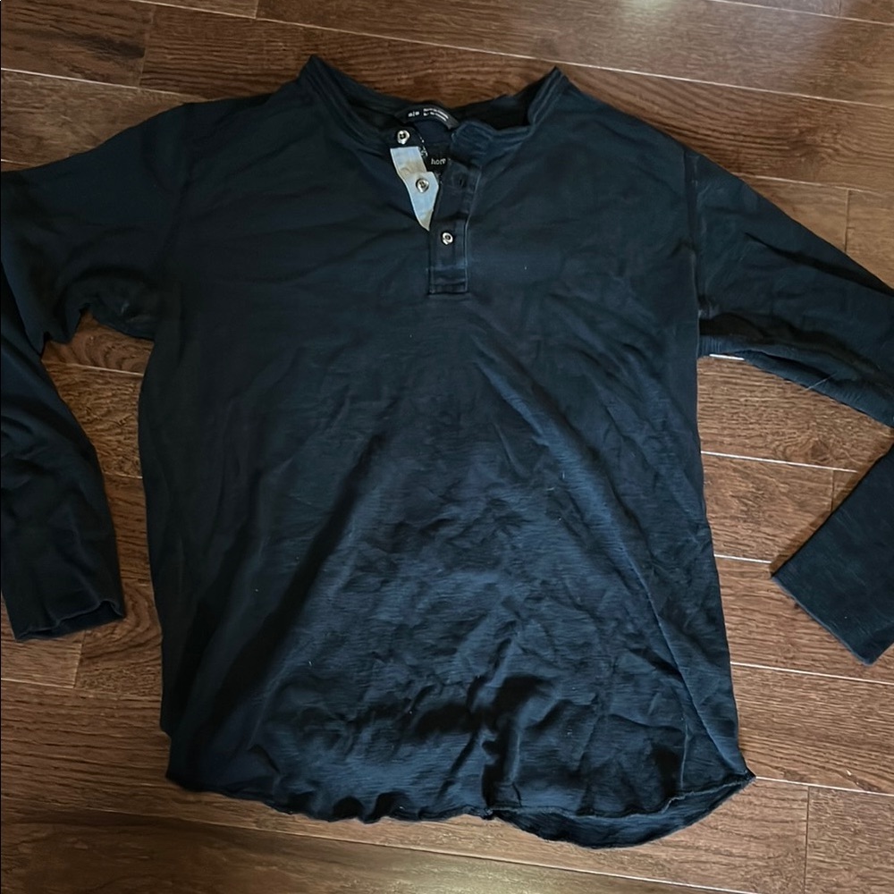 Black Long Sleeve Henley Shirt